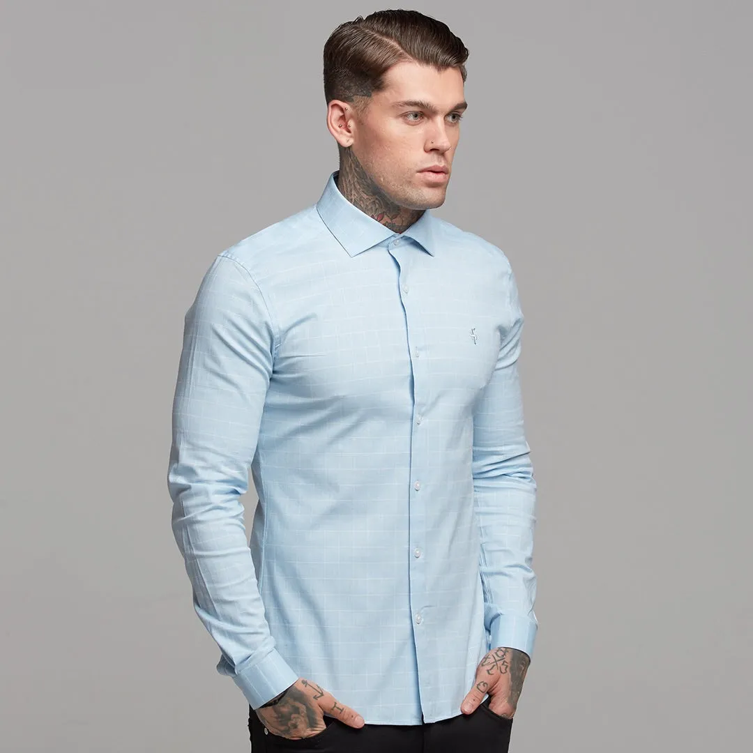 Father Sons Super Slim Stretch Blue and White Grid Check - FS454