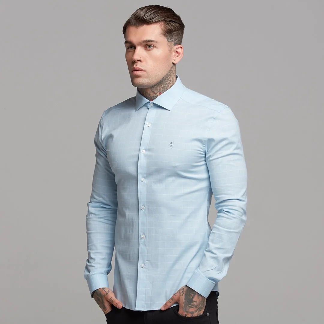Father Sons Super Slim Stretch Blue and White Grid Check - FS454