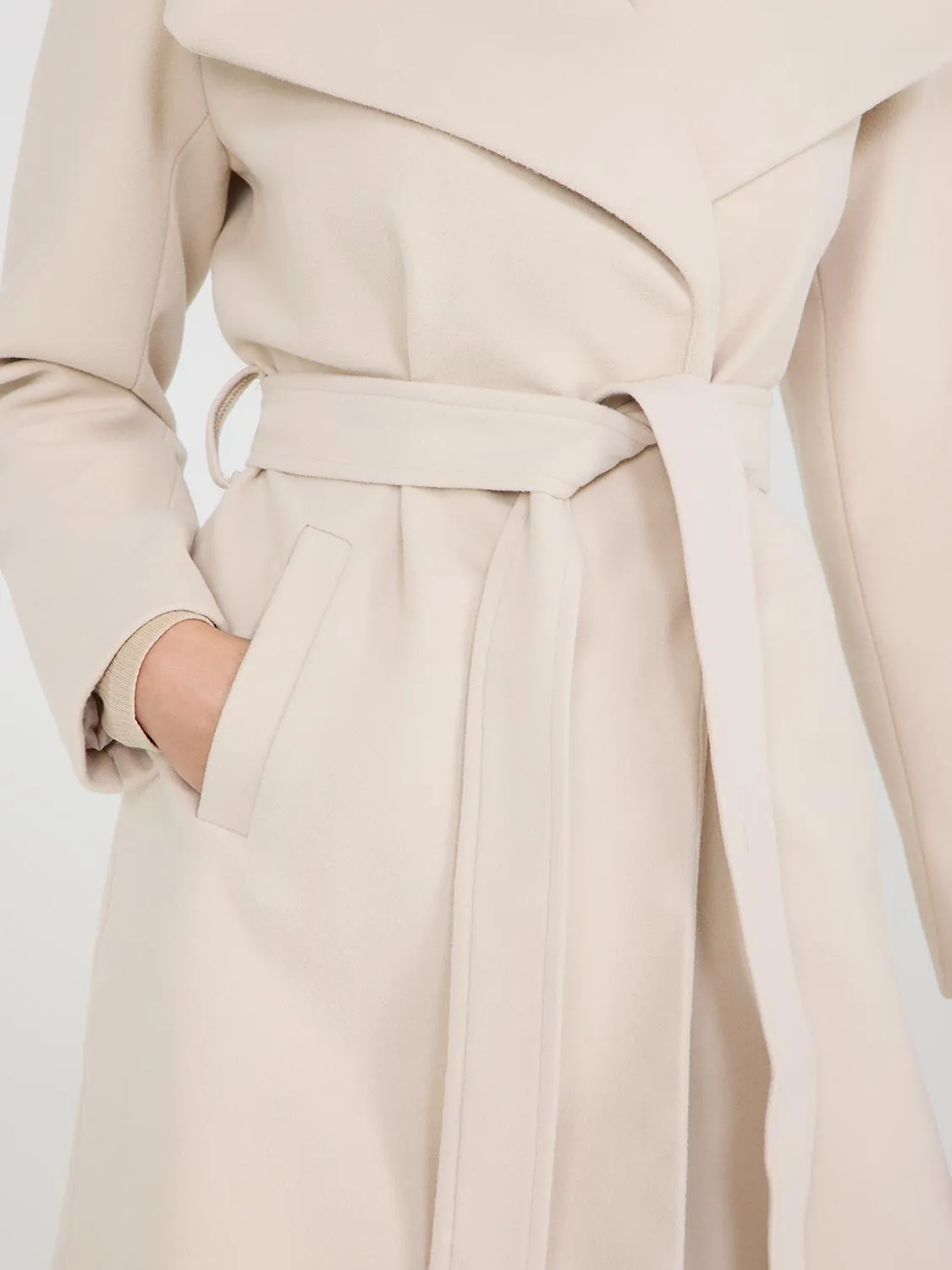Faux Wool Shawl Collar Wrap Coat