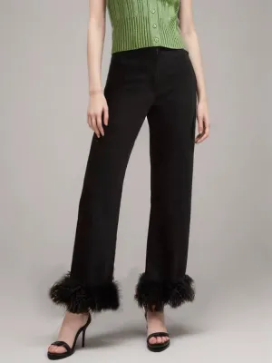Feathers Denim Straight Black Pants Jeans