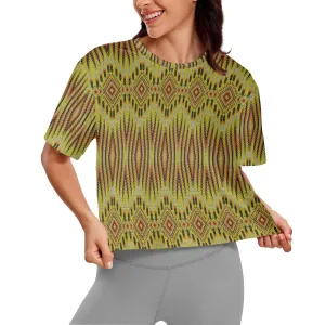 Fire Feather Yellow Women's Cropped T-shirt