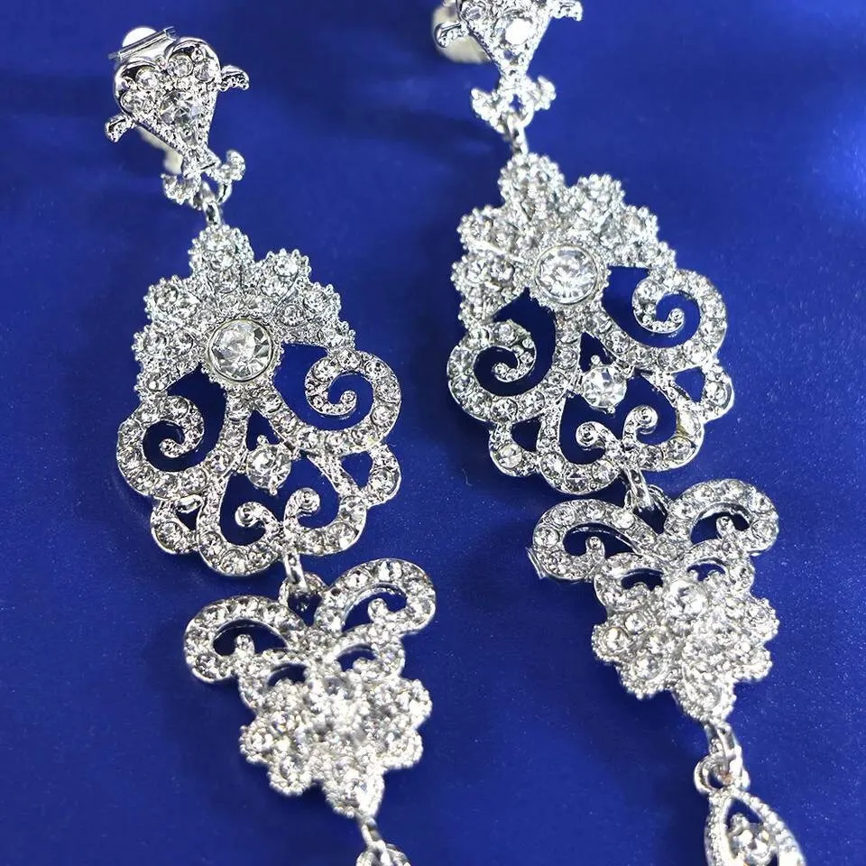 Flapper Gatsby Earrings, 20's rhinestone pearls art deco, 1920's earrings, Bridal, earrings, earrings, vintage, retro