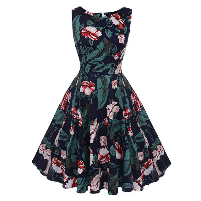 Floral Print Sleeveless Dress Multiple Colors