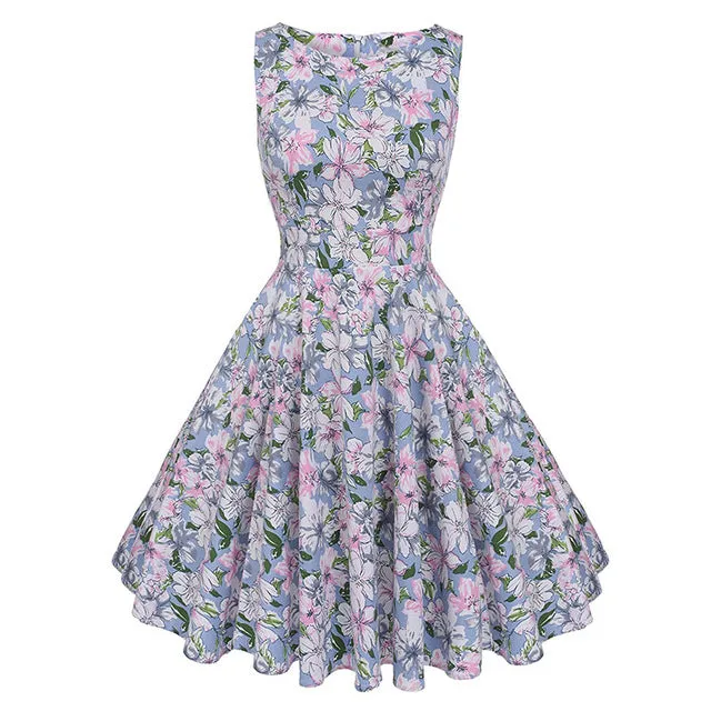 Floral Print Sleeveless Dress Multiple Colors
