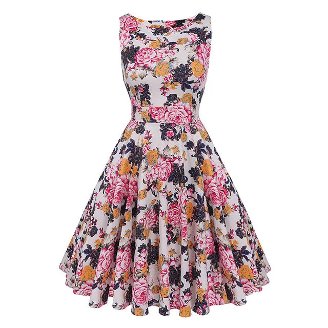 Floral Print Sleeveless Dress Multiple Colors