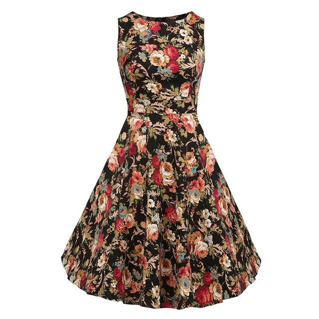Floral Print Sleeveless Dress Multiple Colors