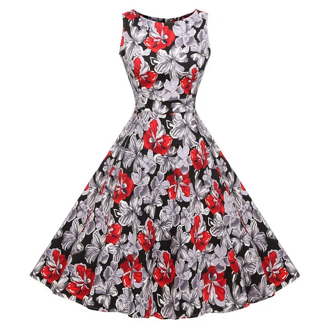 Floral Print Sleeveless Dress Multiple Colors