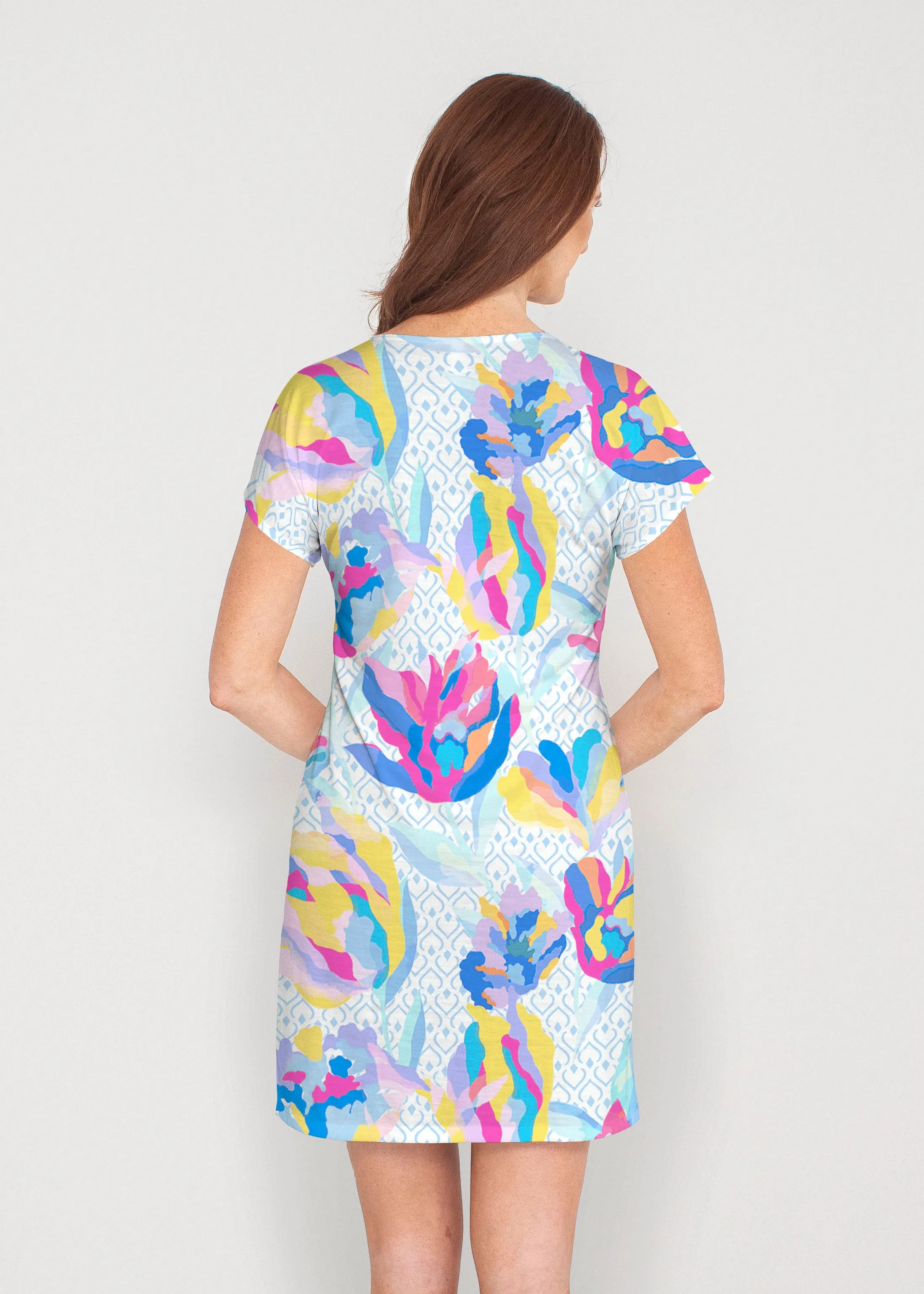 Floral Spades (8048) ~ French Terry Short Sleeve Crew Dress