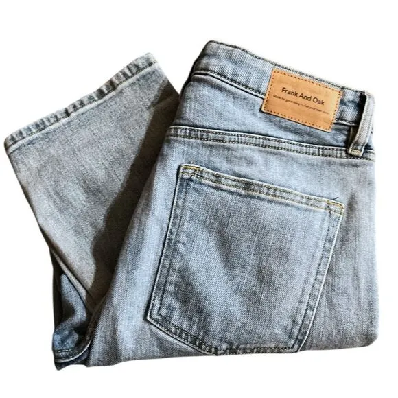 Frank And Oak The Cyndi Straight Fit Jeans Women's Size 29 Light Wash High Rise