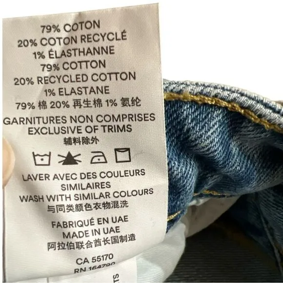 Frank And Oak The Cyndi Straight Fit Jeans Women's Size 29 Light Wash High Rise