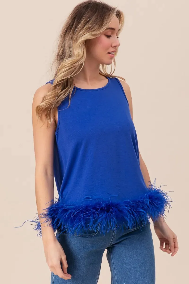 French Terry Faux Feather Top by BiBi