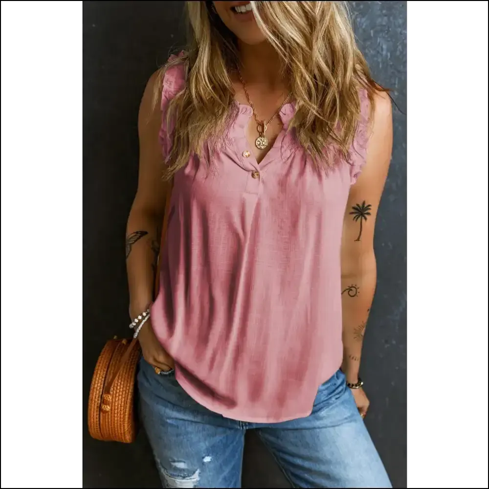 Frill Notched Sleeveless Tank