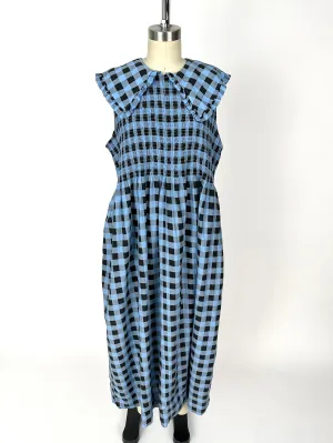 Ganni Ruffle Collar Gingham Dress