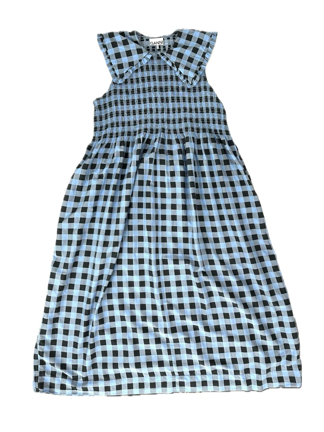 Ganni Ruffle Collar Gingham Dress