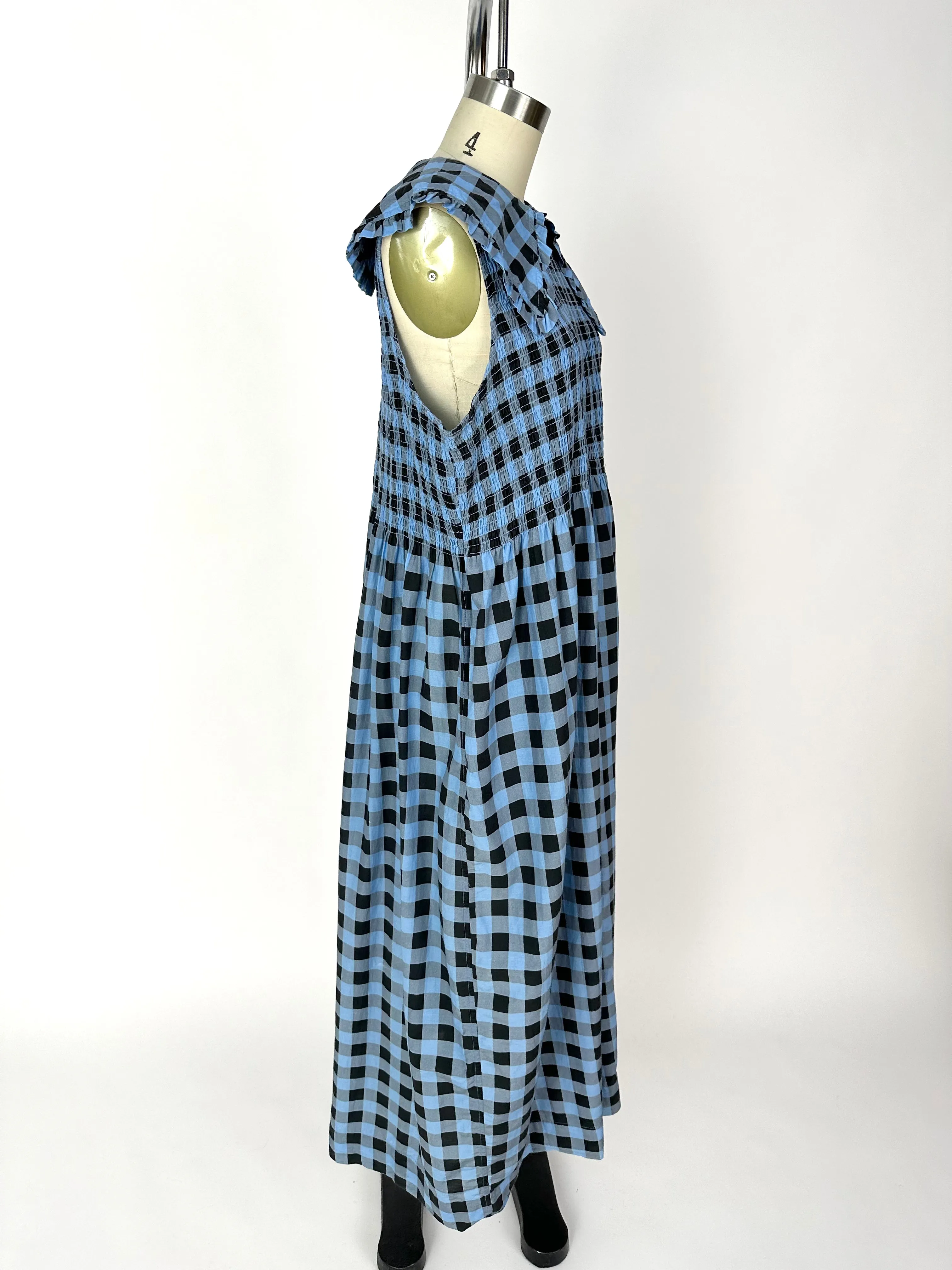 Ganni Ruffle Collar Gingham Dress