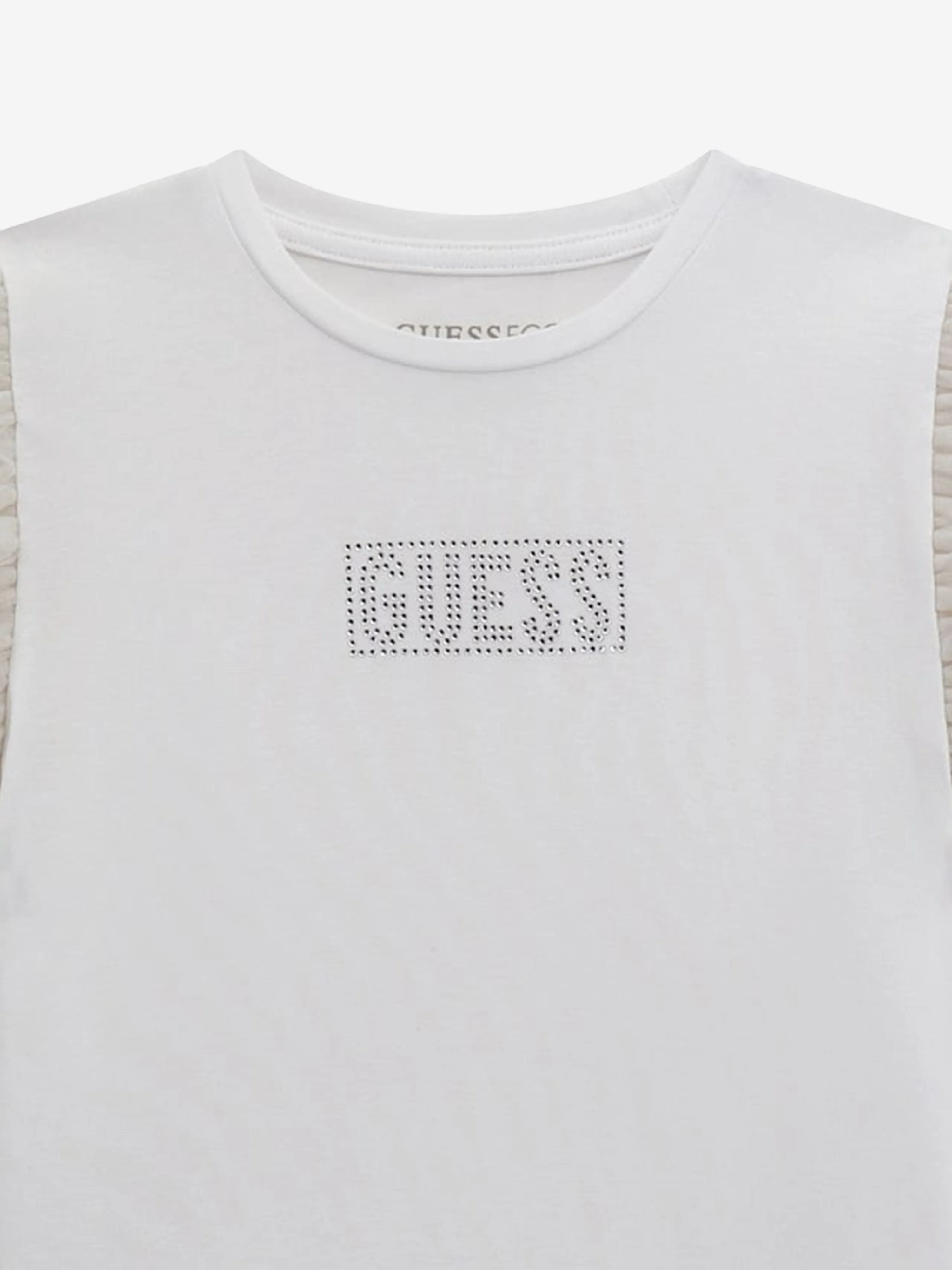 Girls Tulle Sleeve T-Shirt in White