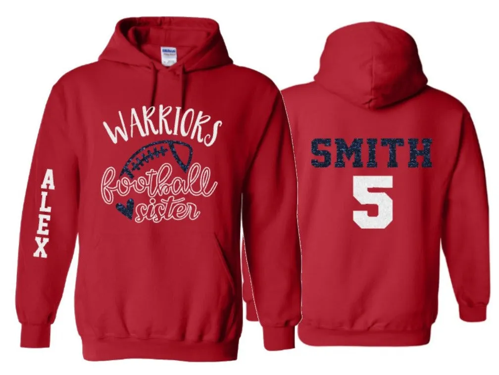 Glitter I Love My Football Player Hoodie | Football Hoodies | Football Mom Hoodies | Football Mom | Customize Colors