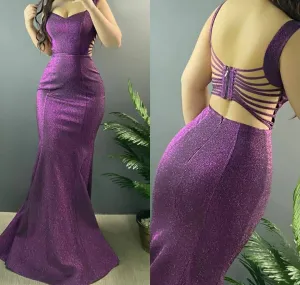 Glitter Spaghetti Straps Prom Dresses