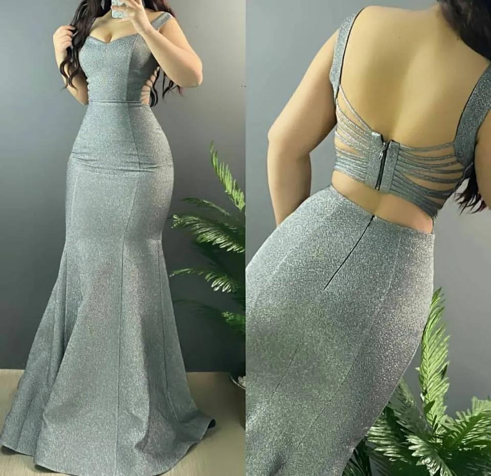 Glitter Spaghetti Straps Prom Dresses