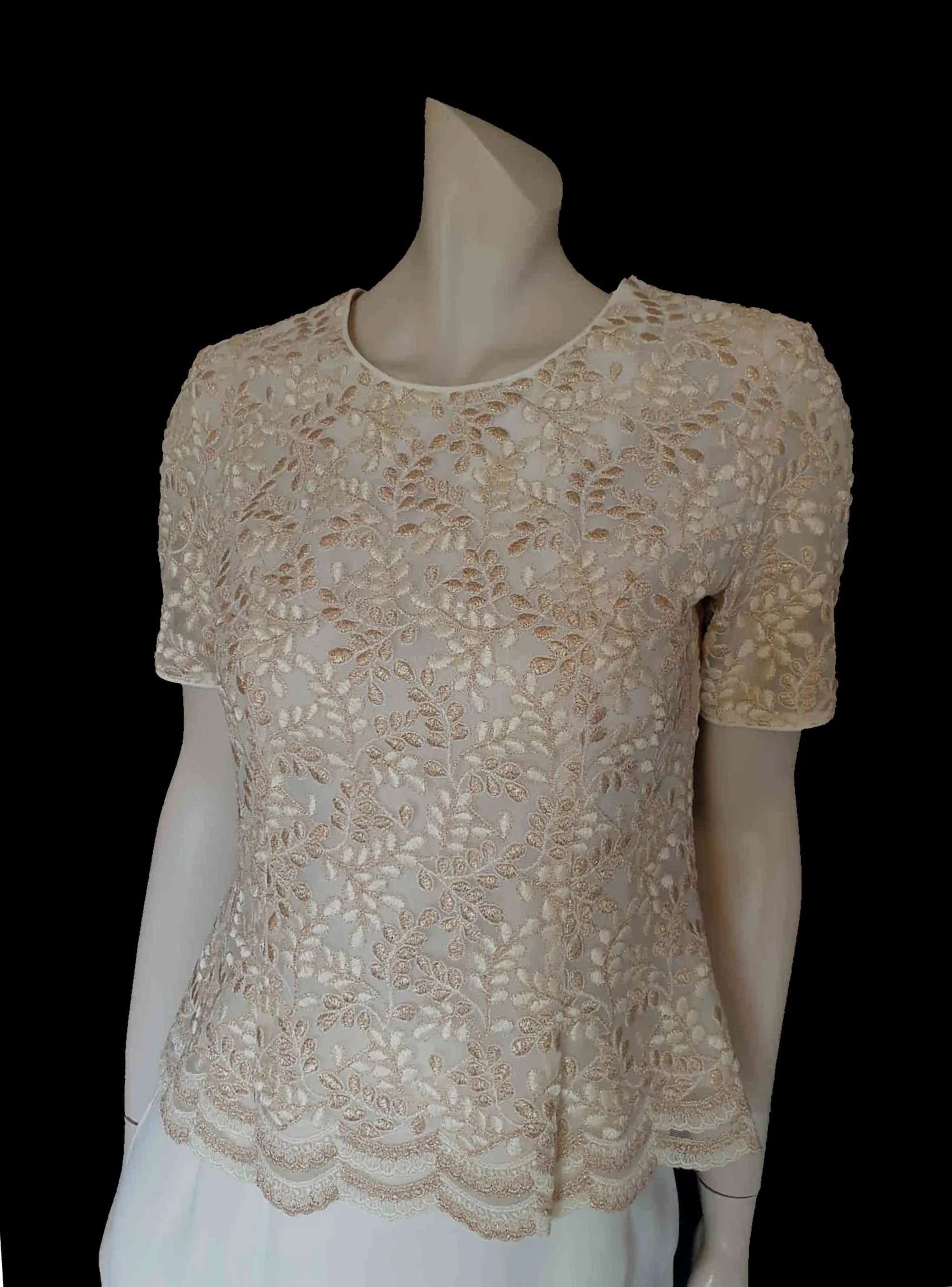 Gold and Cream Skirt Suit by Casadei - S