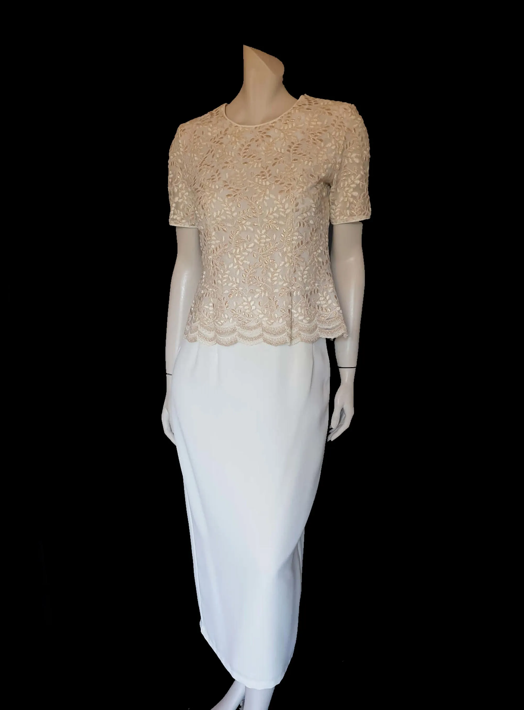 Gold and Cream Skirt Suit by Casadei - S