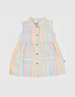 Goldie   Ace - Rudy Linen Dress (Pastel Stripe)