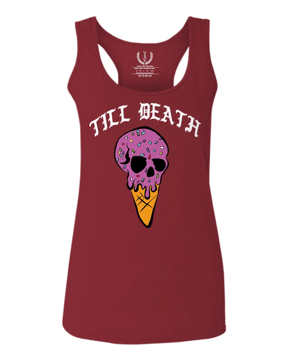 Good Vibe chill Till Death ice Cream Skull Bones Graphic obei Society  women's Tank Top sleeveless Racerback