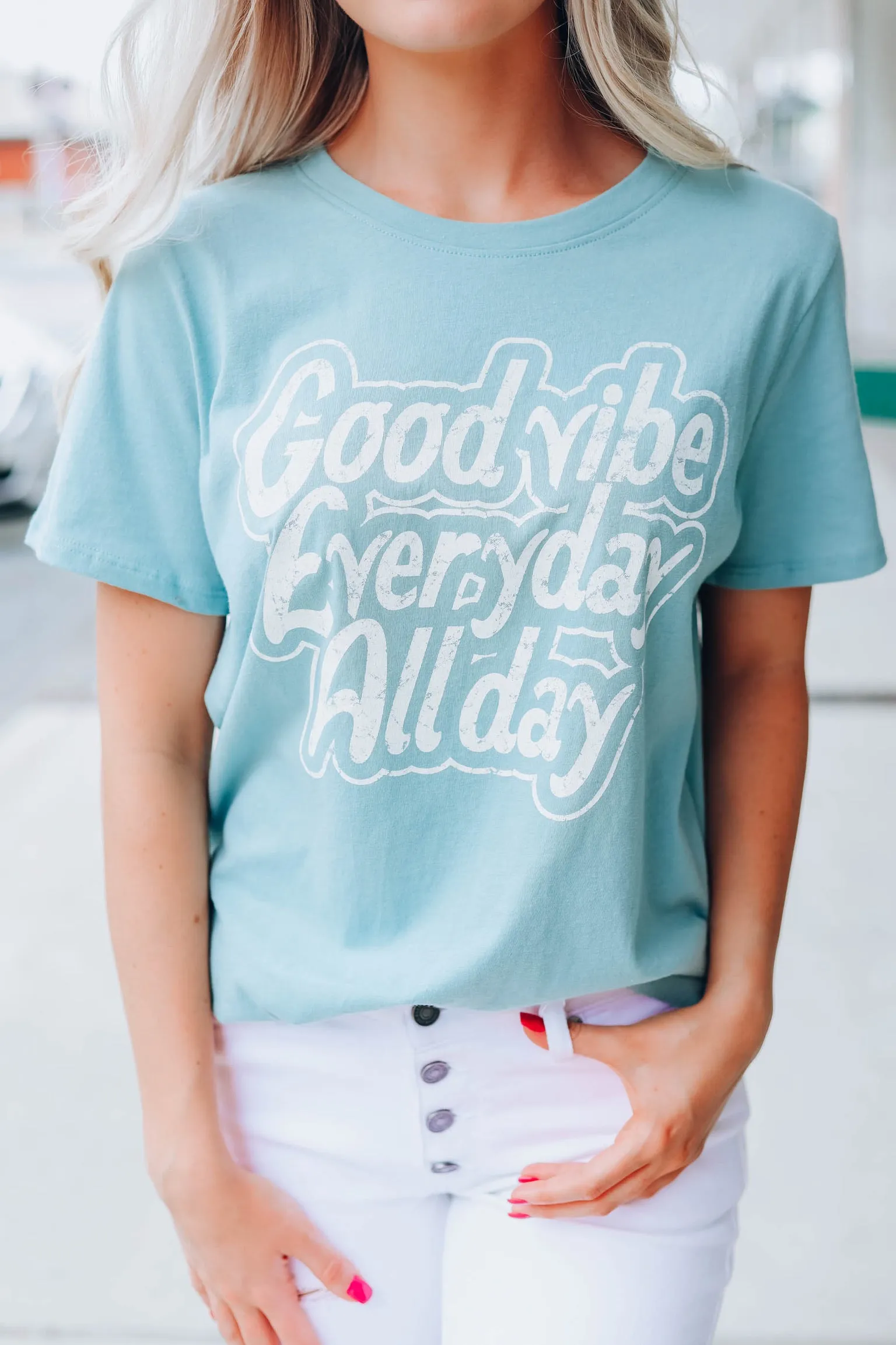Good Vibe Graphic Tee - Seafoam