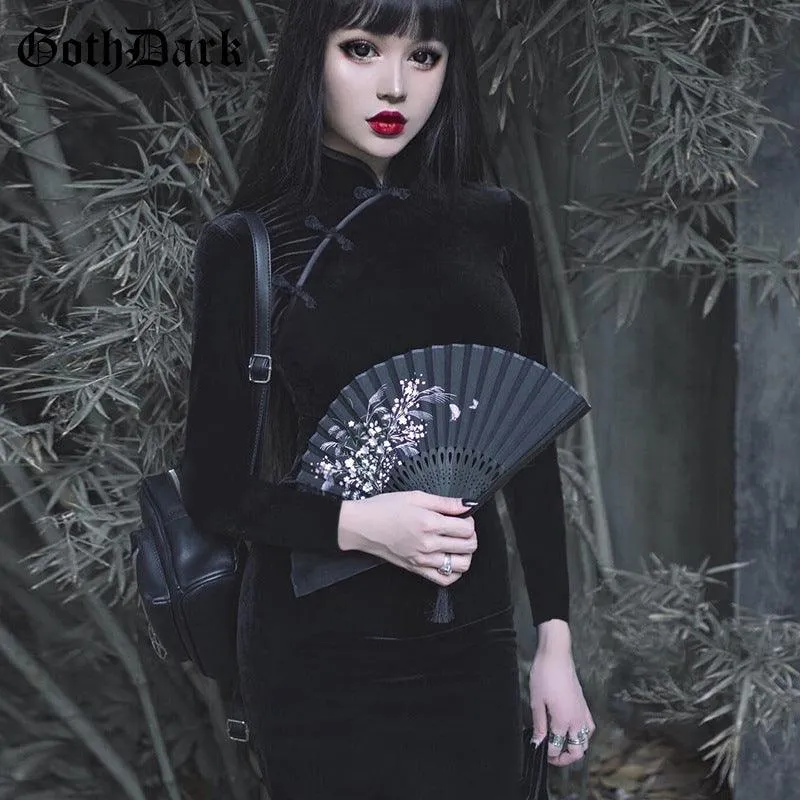 Goth Dark Solid Vintage Gothic Dress