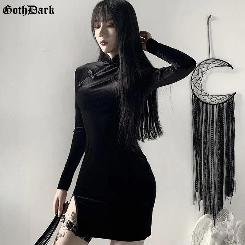 Goth Dark Solid Vintage Gothic Dress