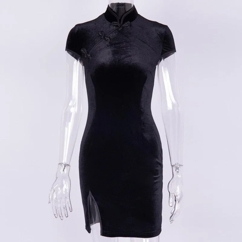 Goth Dark Solid Vintage Gothic Dress