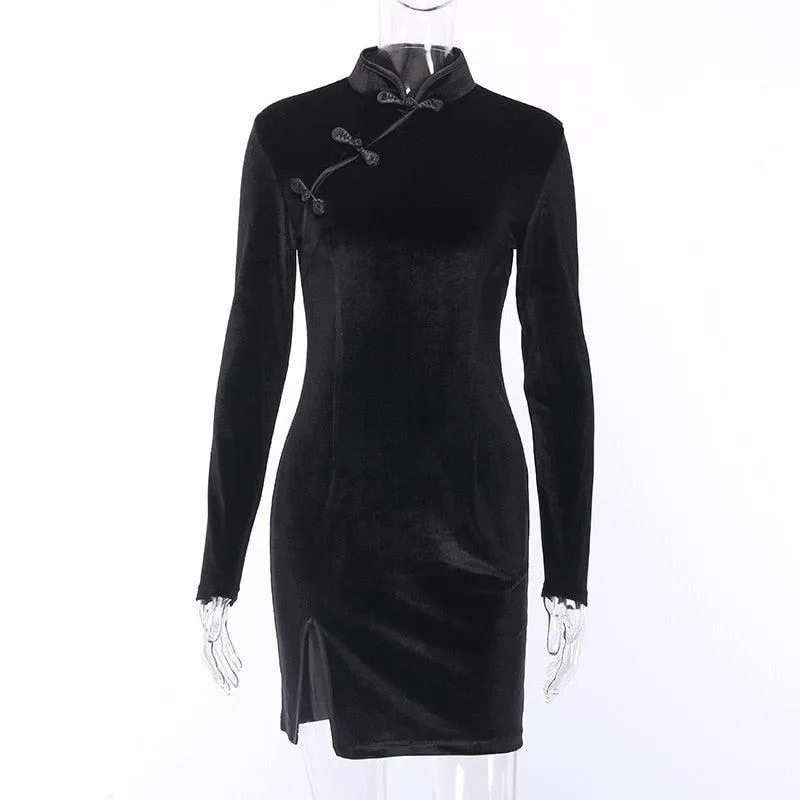 Goth Dark Solid Vintage Gothic Dress