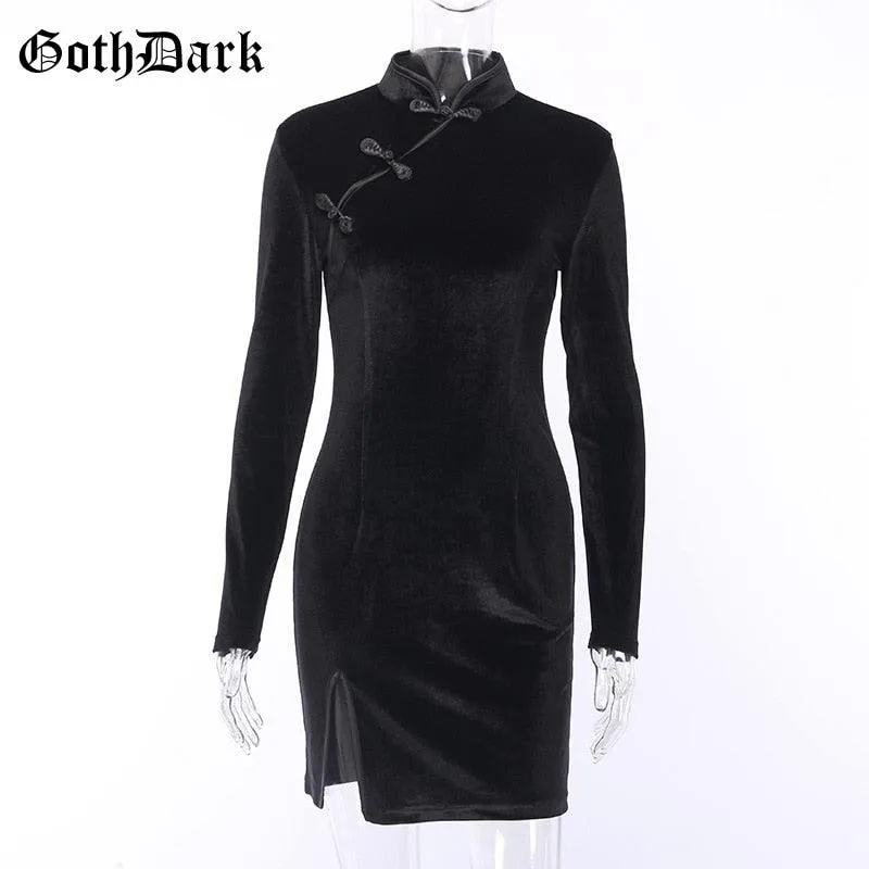 Goth Dark Solid Vintage Gothic Dress
