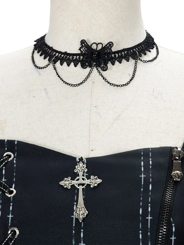Gothic Lolita OP Dress 3-Piece Set Sleeveless Polyester JSK Jumper Skirt