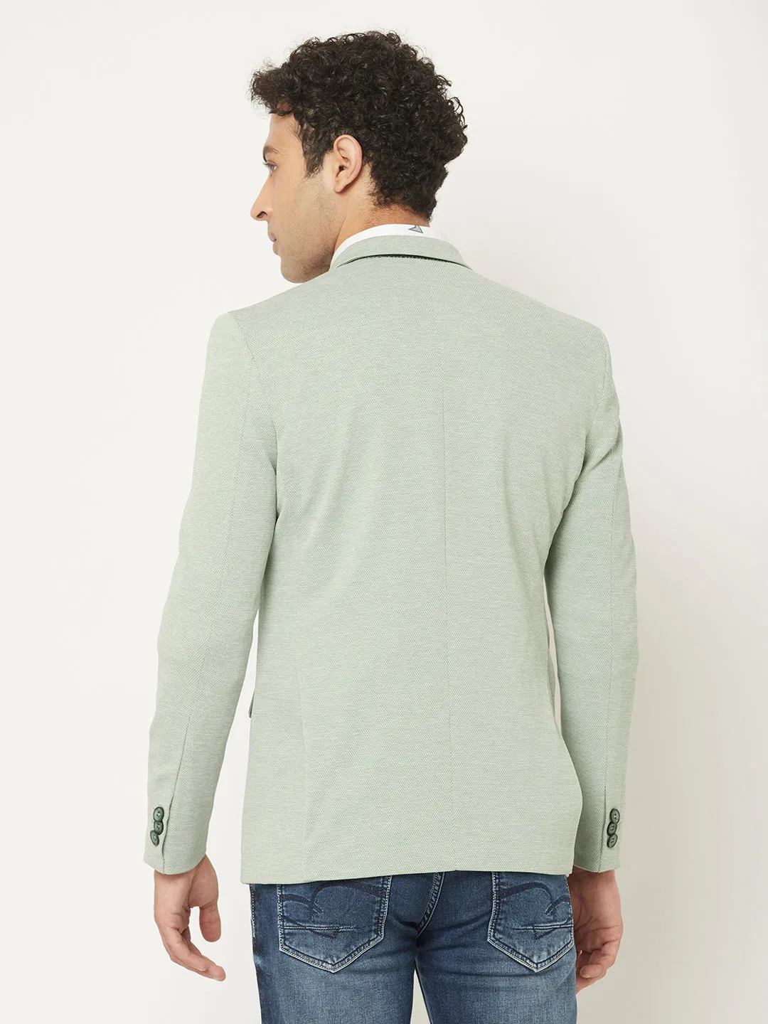 Green Blazer in Textured Print