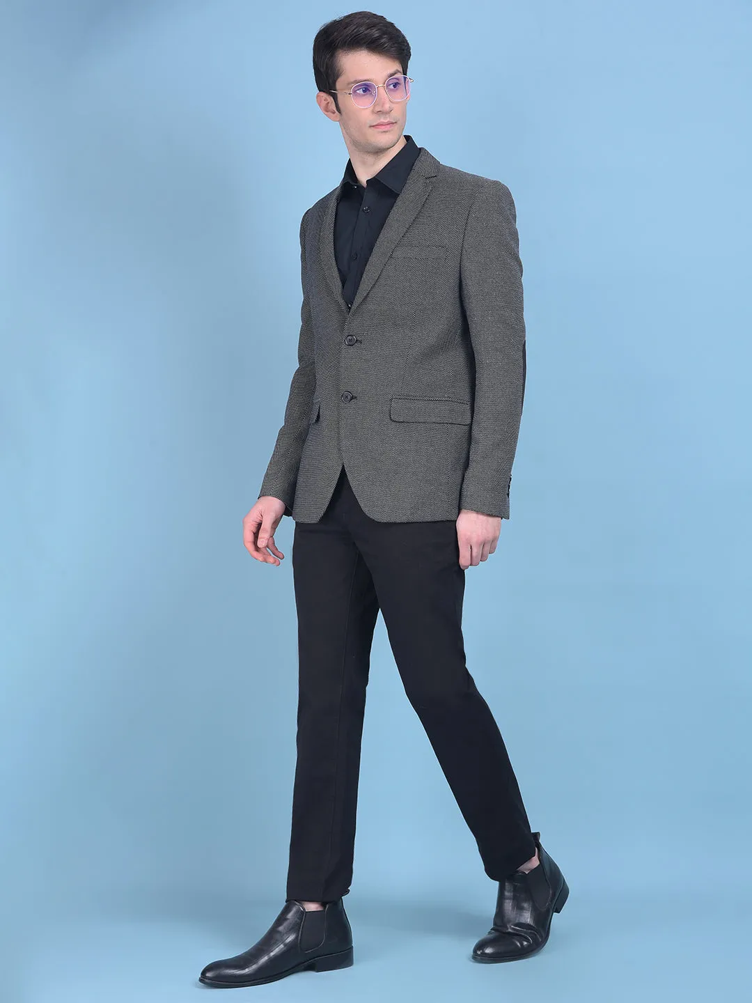 Grey Printed Blazer