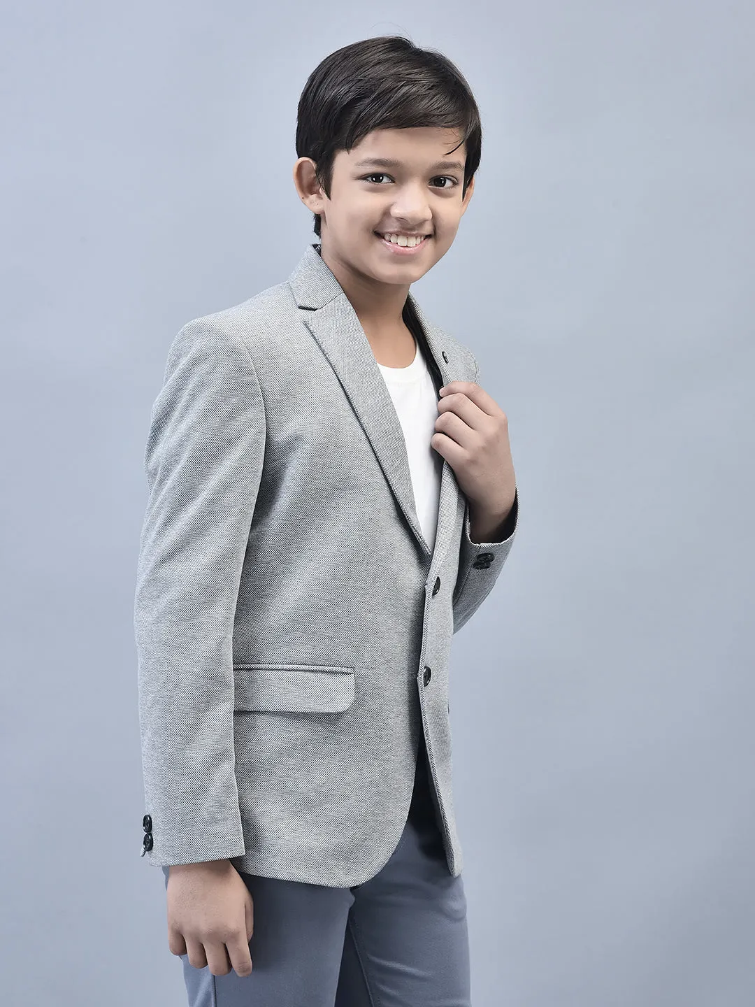 Grey Single Breasted Blazer
