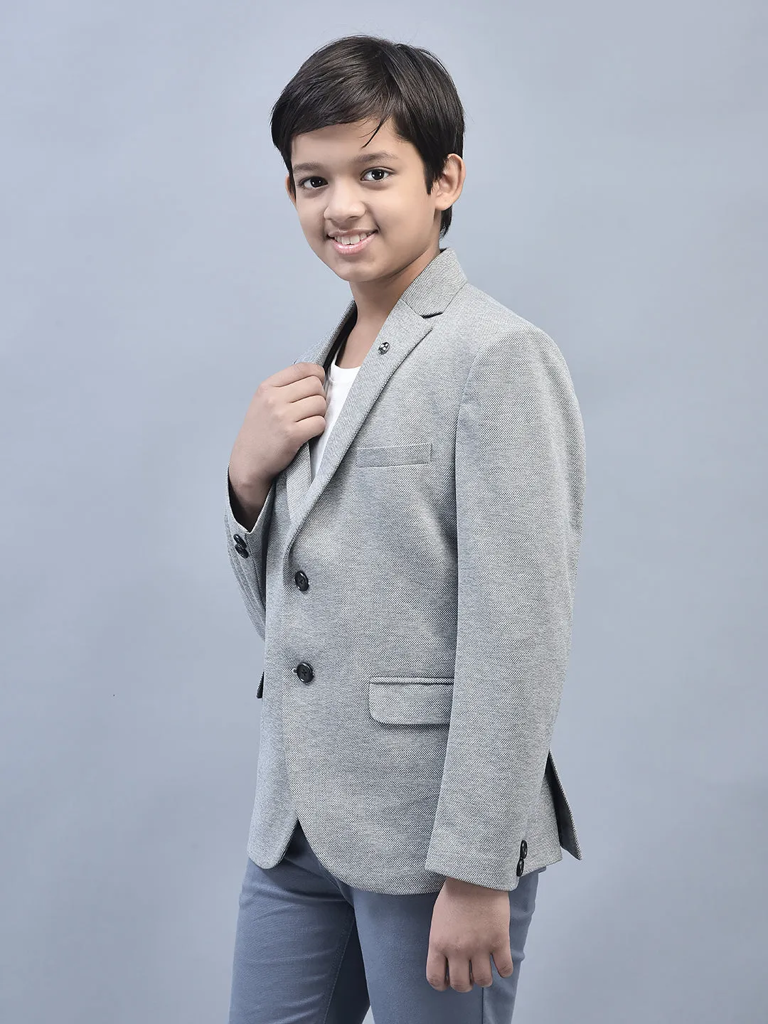 Grey Single Breasted Blazer