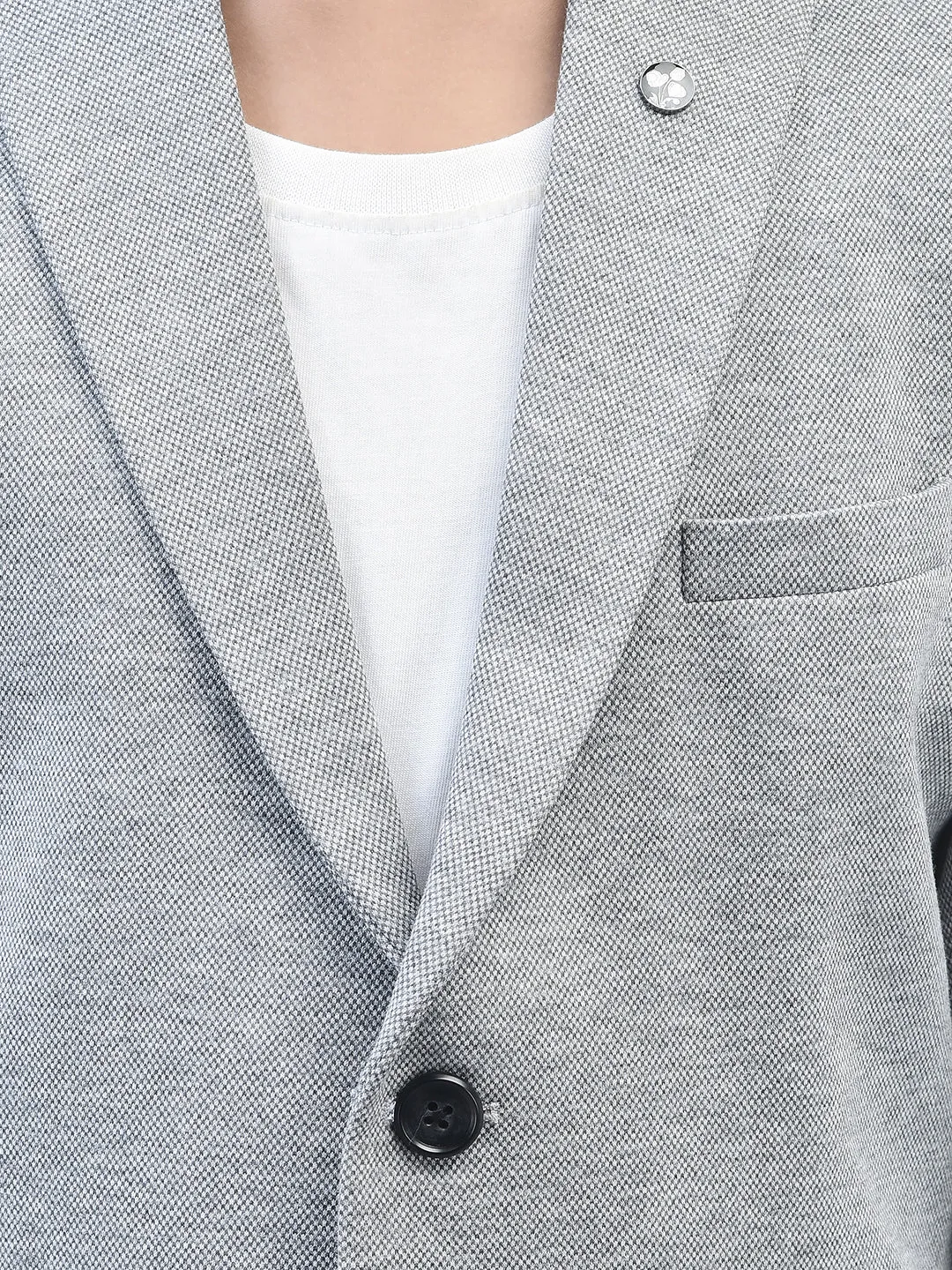 Grey Single Breasted Blazer