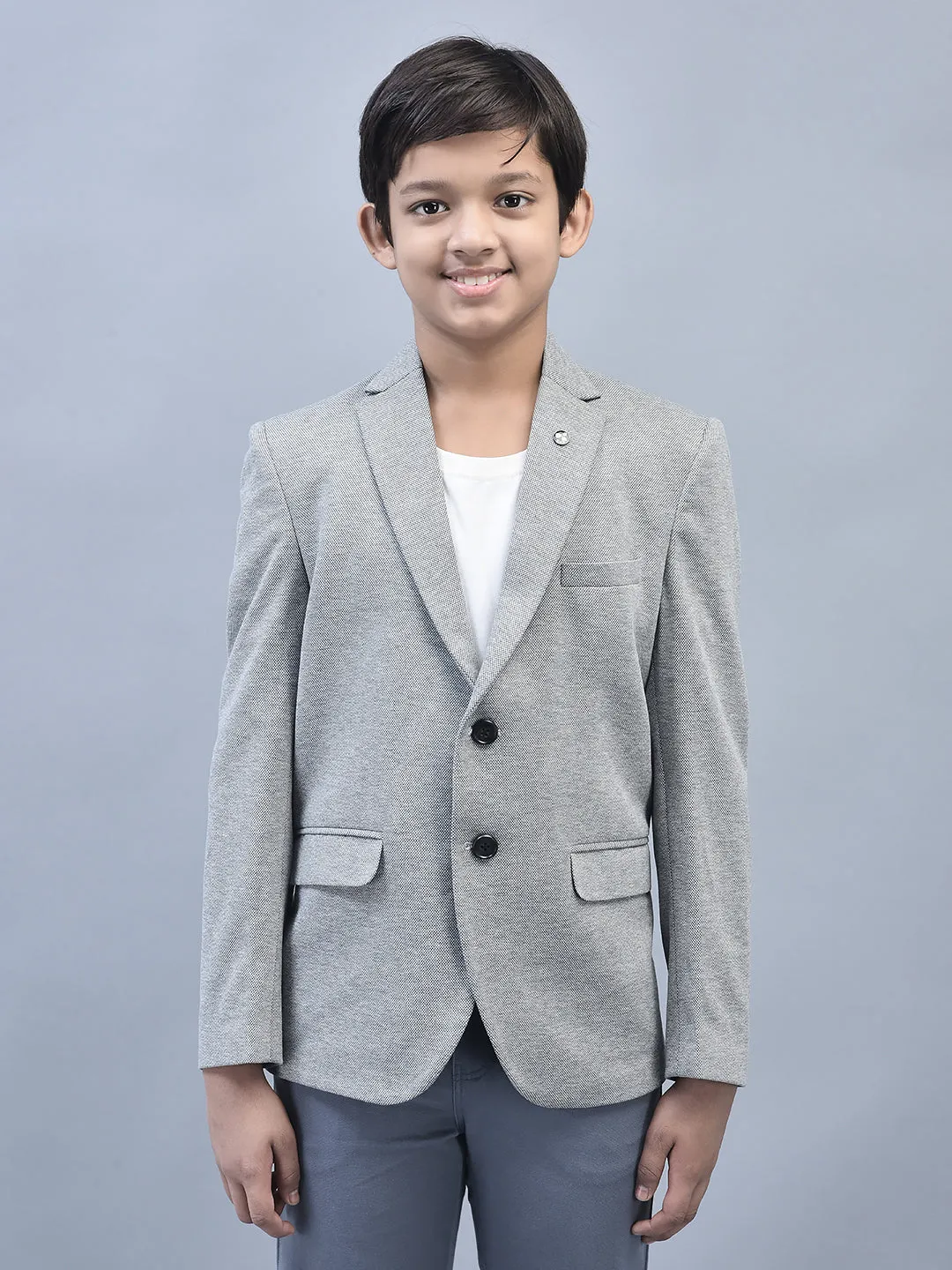Grey Single Breasted Blazer