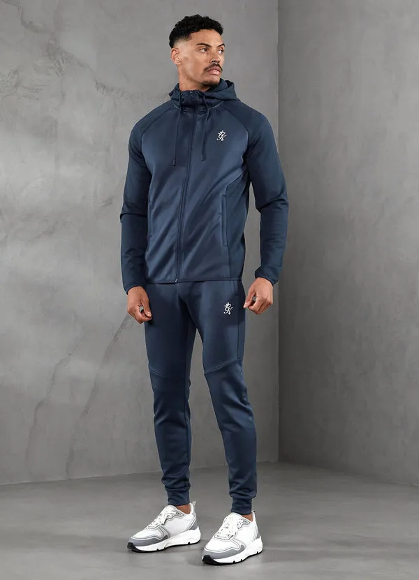 Gym King Ascent Panel Zip Through Hoodie Deep Blue