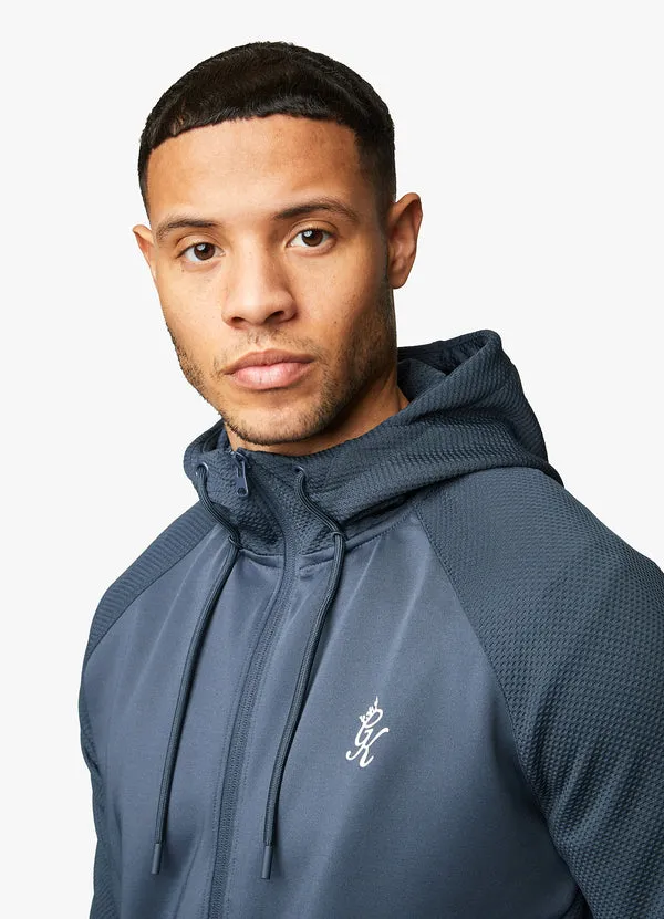 Gym King Ascent Panel Zip Through Hoodie Deep Blue