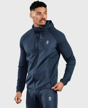 Gym King Ascent Panel Zip Through Hoodie Deep Blue