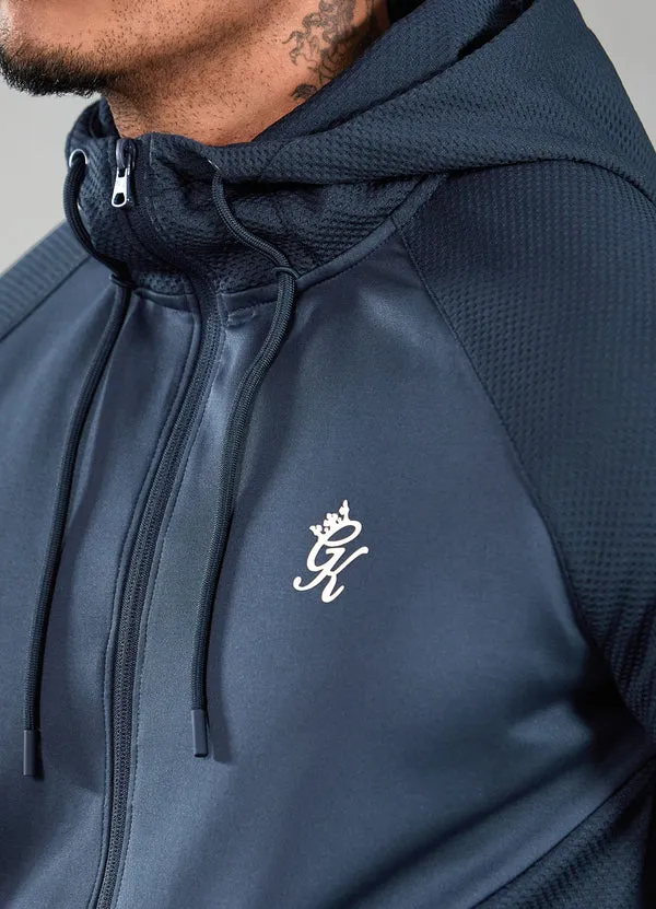 Gym King Ascent Panel Zip Through Hoodie Deep Blue