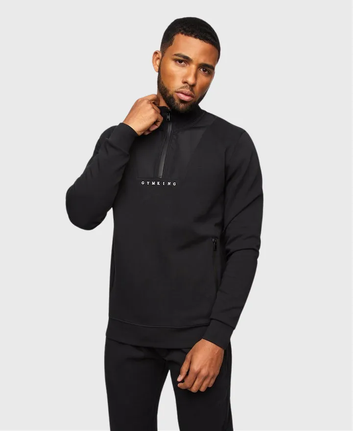 Gym King Kingsley 1/4 Zip Funnel Black