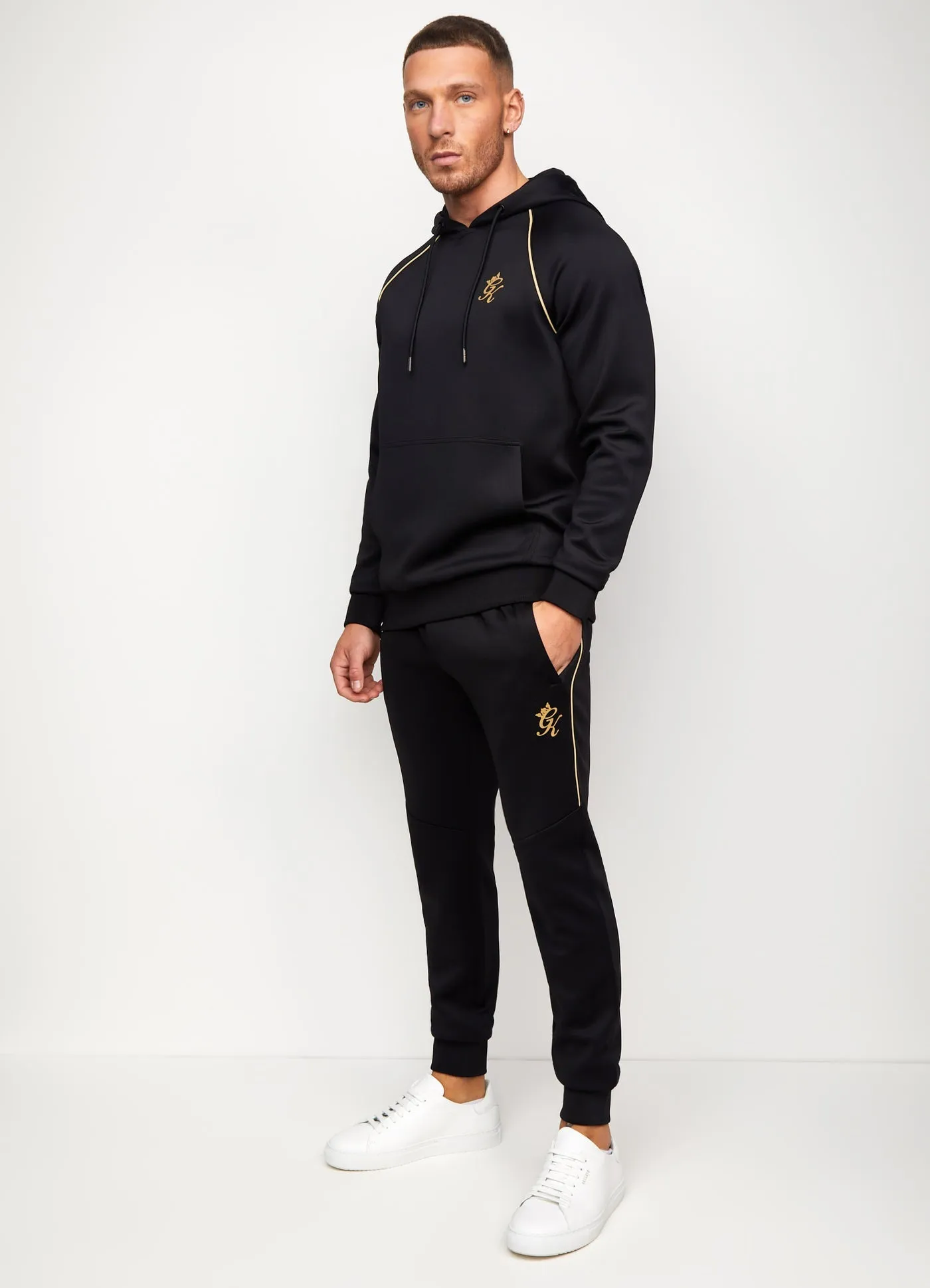 Gym King Piped Poly Hoodie Black/Gold