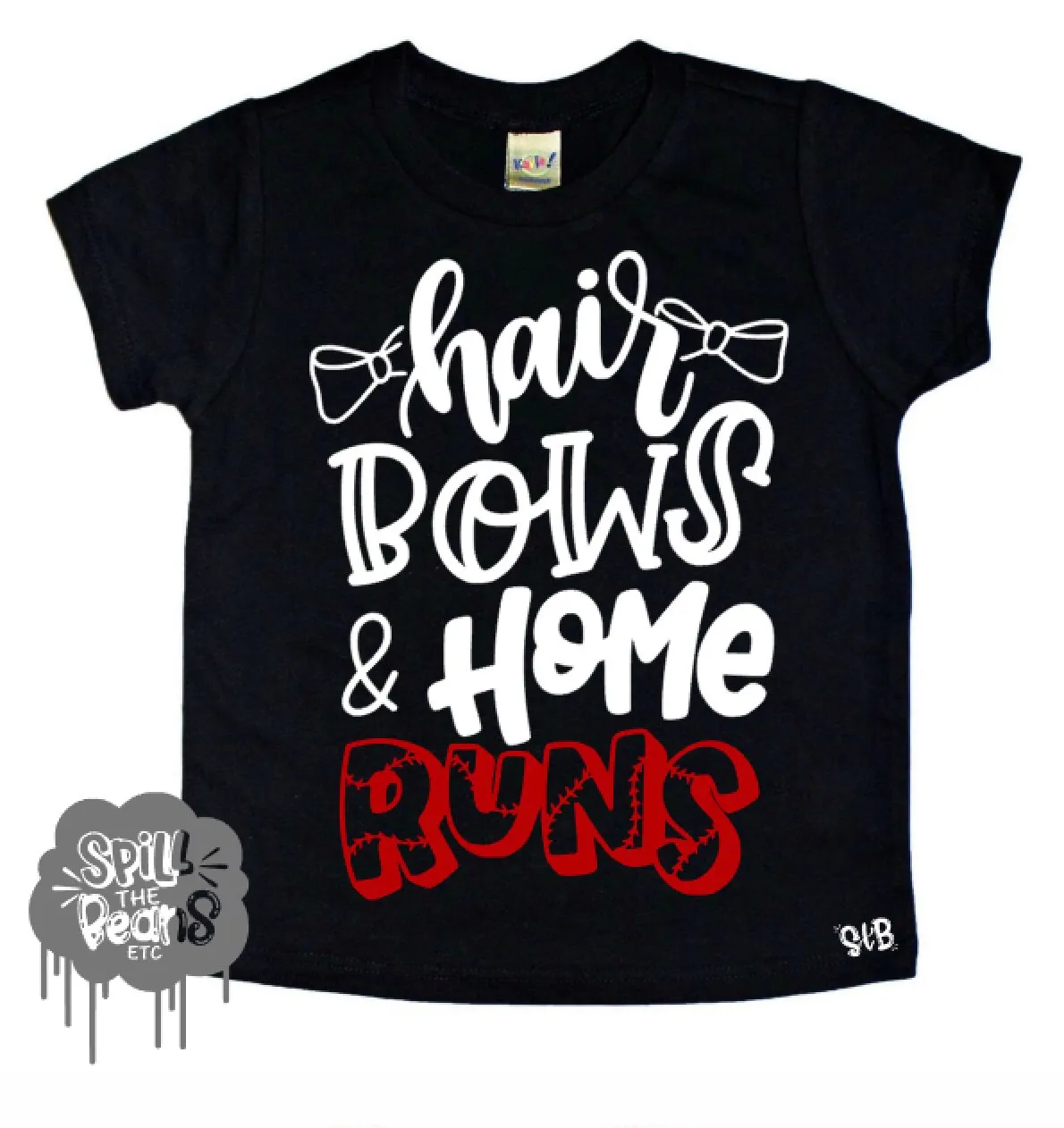 Hair Bows & Home Runs Baseball Kid's Tee