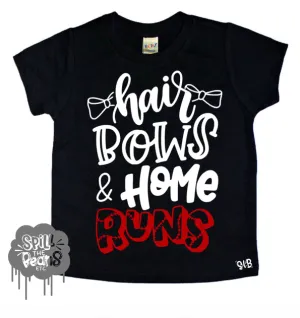Hair Bows & Home Runs Baseball Kid's Tee