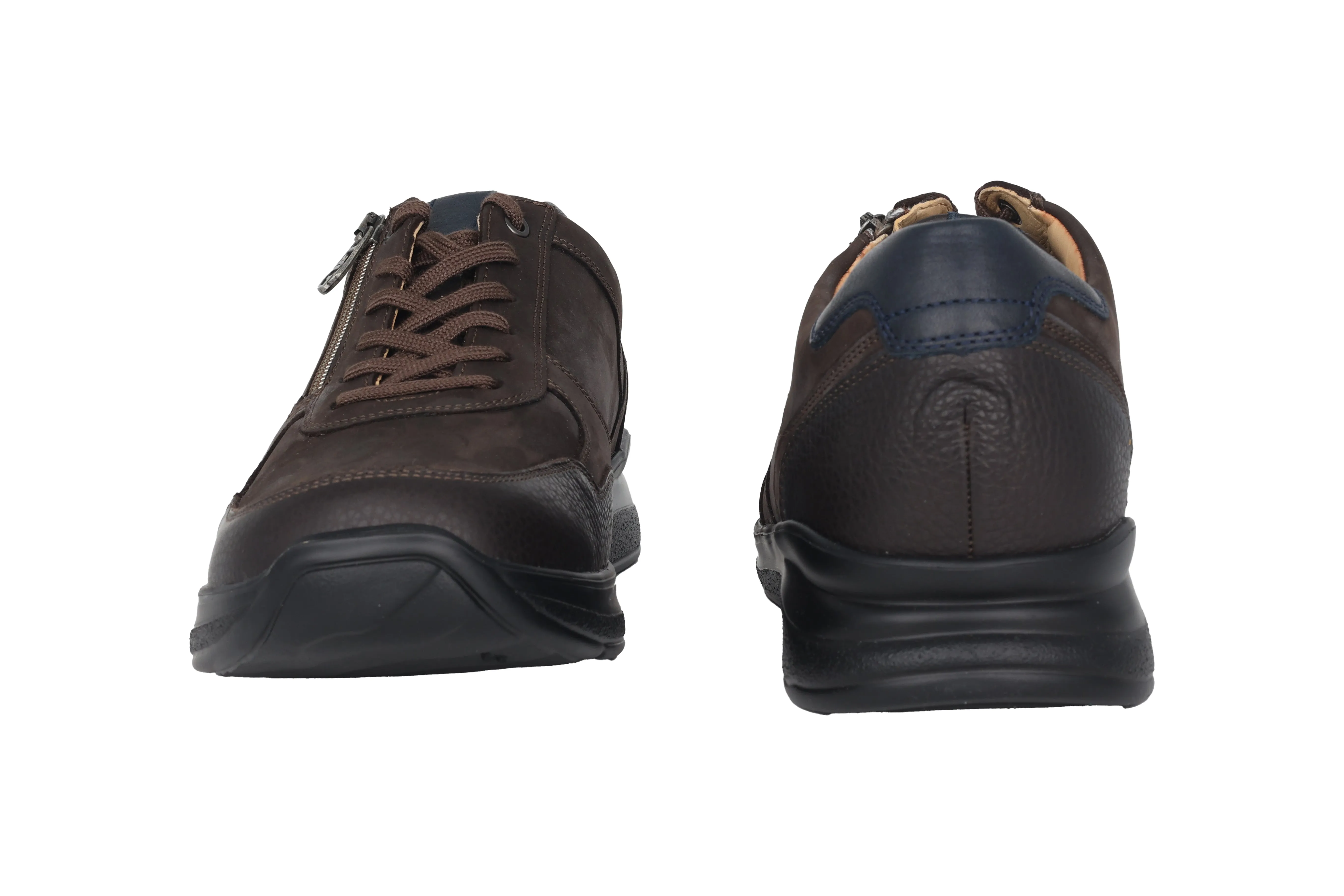 'Harald' men's wide fit (H) lace-zip sneaker - brown
