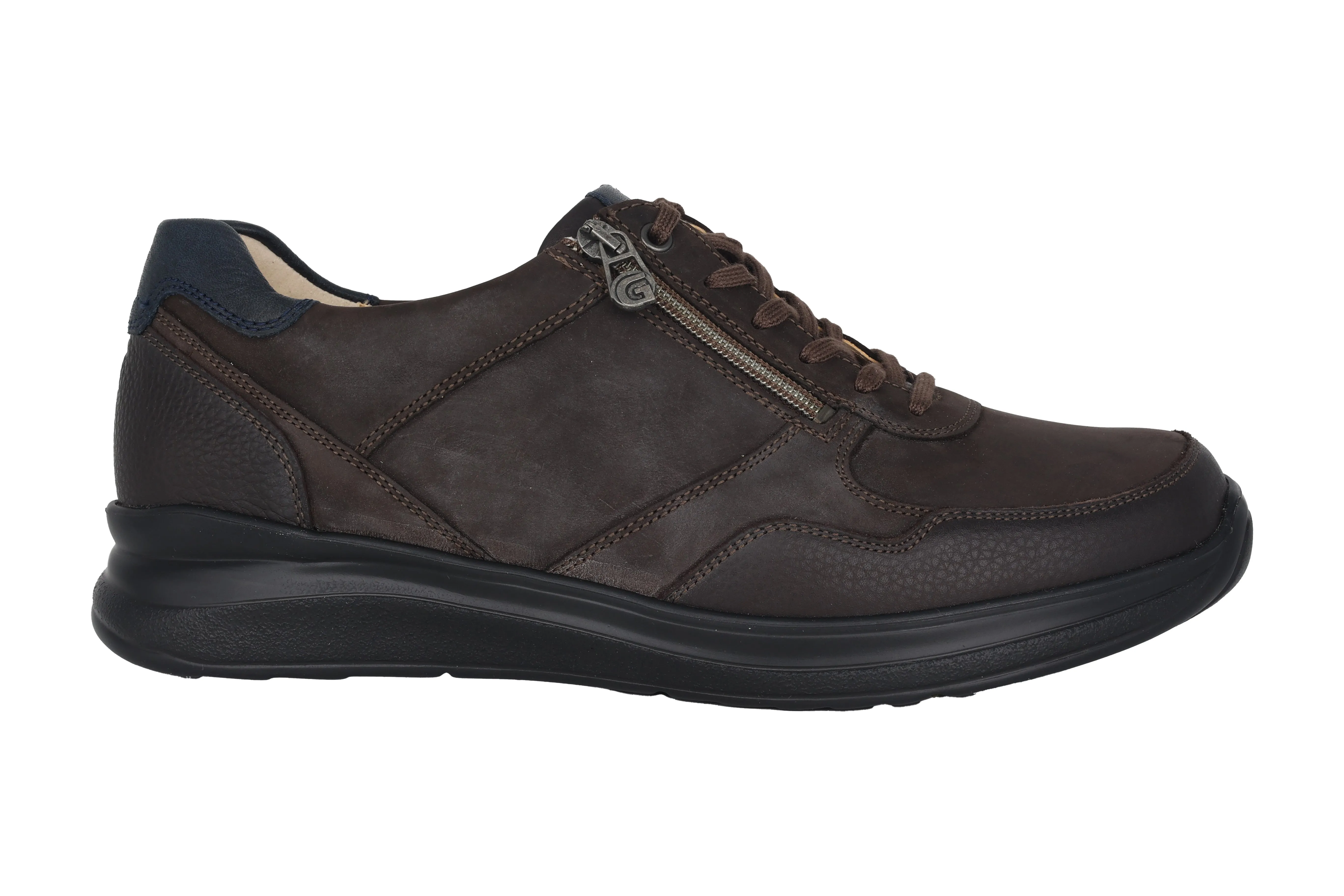'Harald' men's wide fit (H) lace-zip sneaker - brown